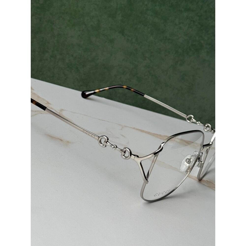 NEW Gucci GG1019O Silver Horsebit Square Eyeglasses Frames - Picture 4 of 7